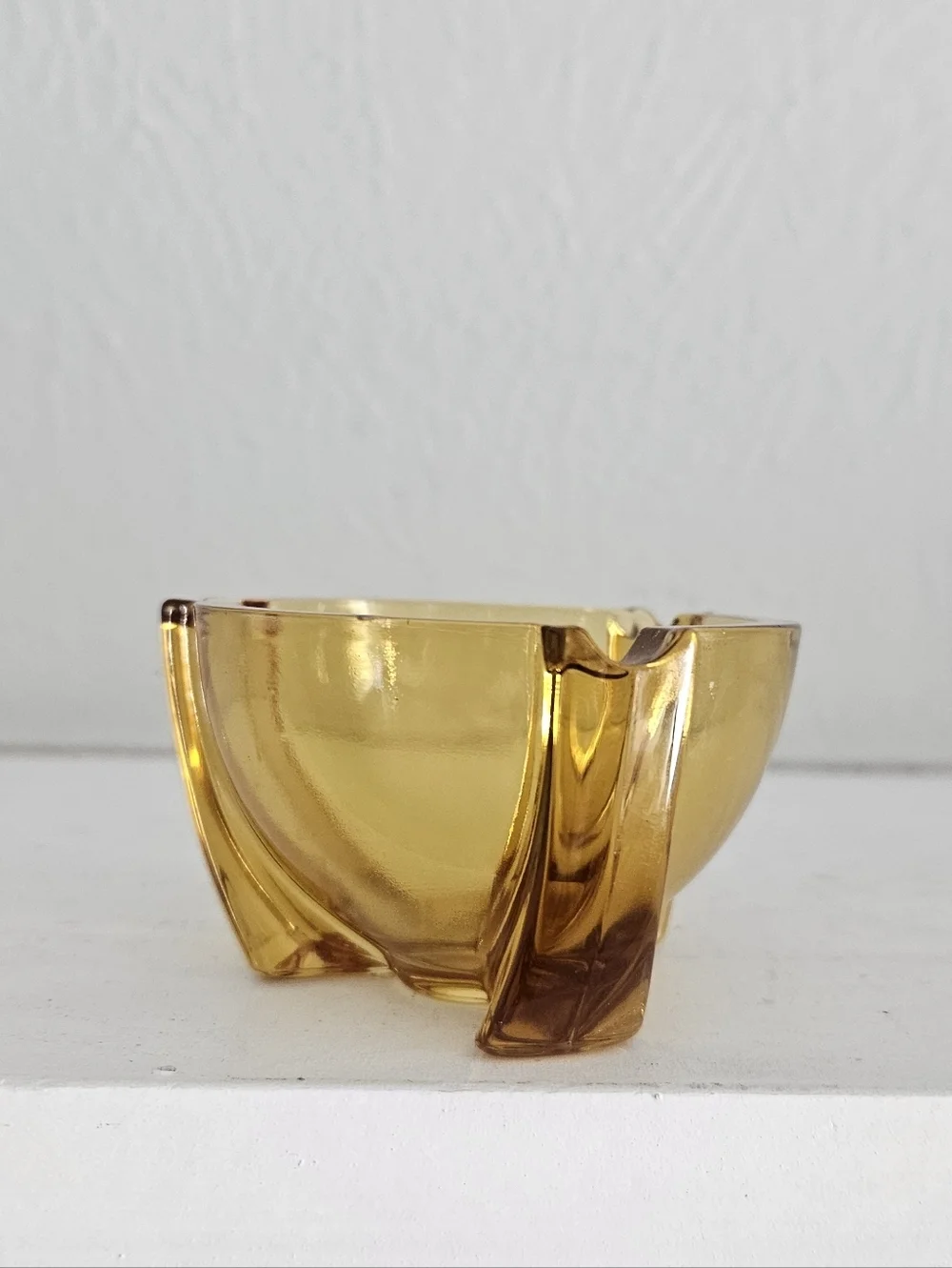 Vintage Art Deco/MCM Space Age Amber Murano Glass Ash Tray